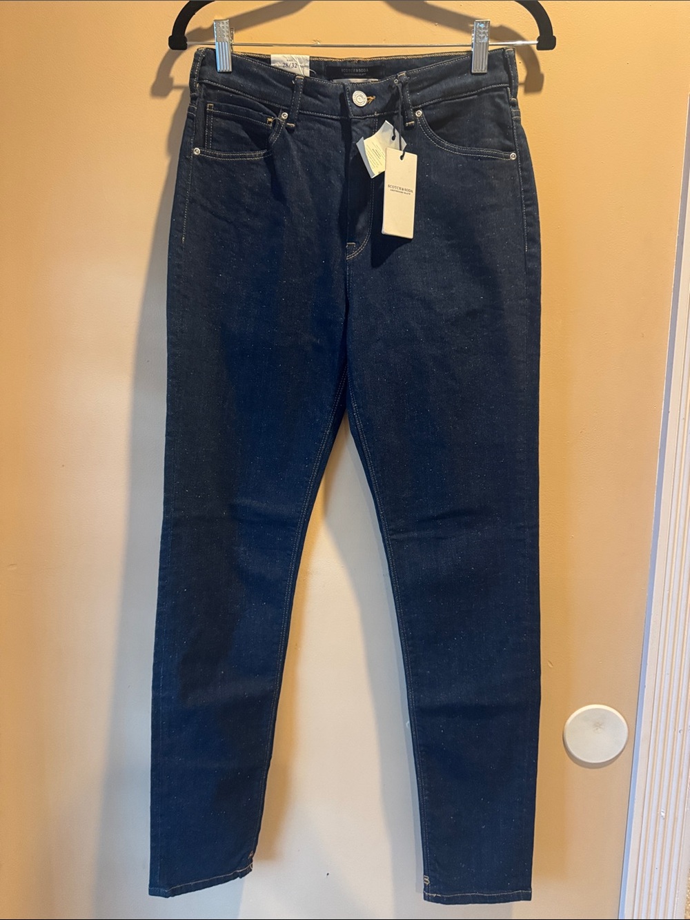 NWT Scotch & Soda Haut High Rise Skinny Jeans 28x32 Dark Wash Neppy Speckled